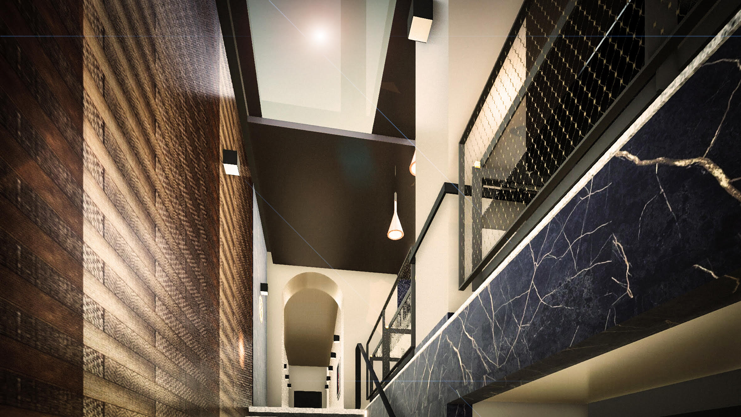 Stairwell with architectural lighting